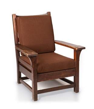 Gustav Stickley, An Oak Cushion-Seat Armchair