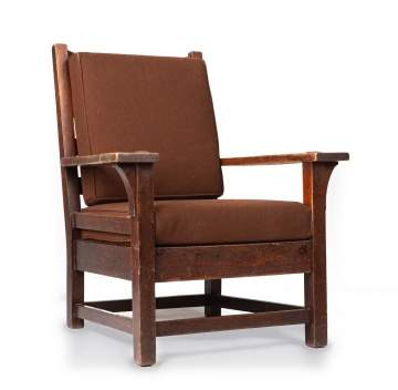 Gustav Stickley, An Oak Cushion-Seat Armchair