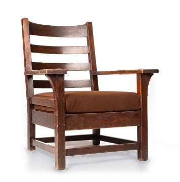 Gustav Stickley, An Oak Cushion-Seat Armchair