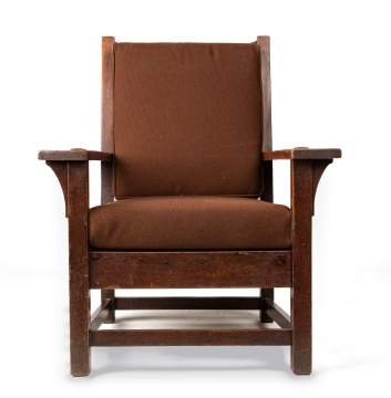 Gustav Stickley, An Oak Cushion-Seat Armchair