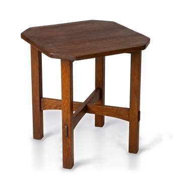 Gustav Stickley, An Oak Tabouret with Cut-Cornered Top