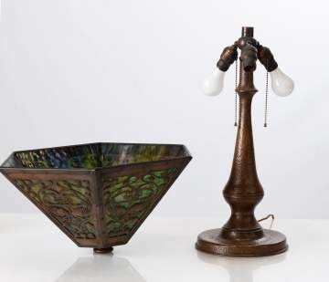 Contemporary Steve Helberg Hammered Copper & Peacock Cutout Lamp