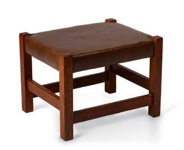 Gustav Stickley, An Oak and Leather Footstool, Model No. 300 or No. 301