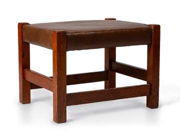 Gustav Stickley, An Oak and Leather Footstool, Model No. 300 or No. 301
