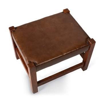 Gustav Stickley, An Oak and Leather Footstool, Model No. 300 or No. 301