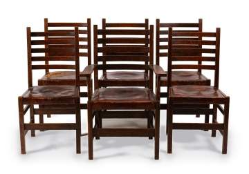 L. & J.G. Stickley, A Set of Six Ladder-Back Dining Chairs, Models No. 300 and No. 301