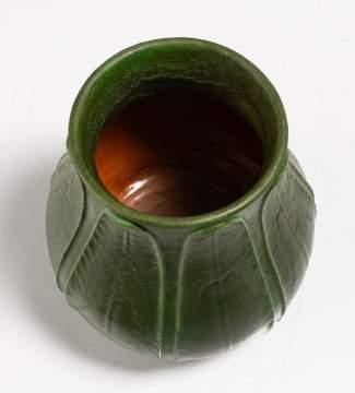 Eva Russell for Grueby Pottery Tooled-Leaf Matte Green Vase