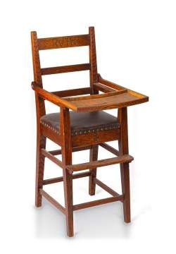 Roycroft, A Carved Oak Child's High Chair
