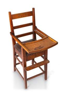 Roycroft, A Carved Oak Child's High Chair