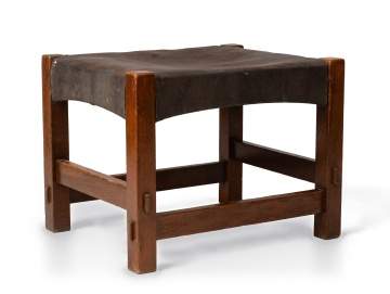 Gustav Stickley, An Oak and Leather Footstool, Model No. 300 or No. 301