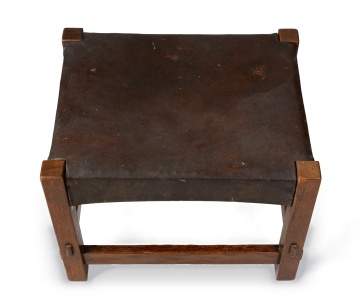 Gustav Stickley, An Oak and Leather Footstool, Model No. 300 or No. 301