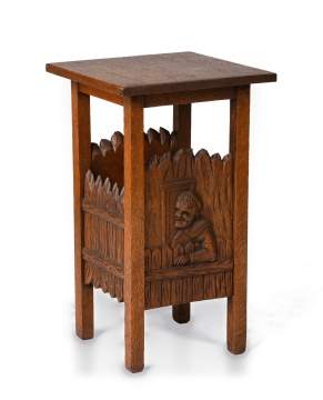 Arts & Crafts Carved Oak Stand