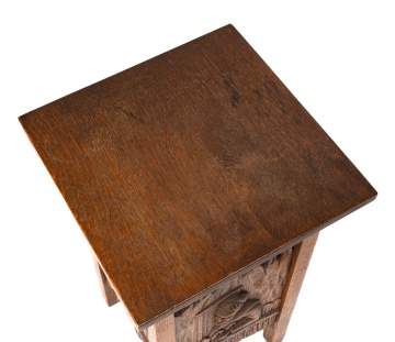 Arts & Crafts Carved Oak Stand