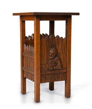 Arts & Crafts Carved Oak Stand