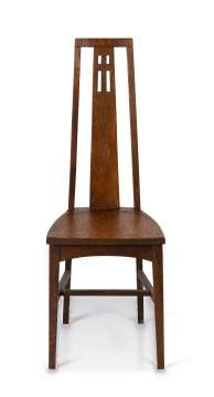 An Arts & Crafts High-Back Oak Side Chair, in the Manner of Charles Rennie Mackintosh