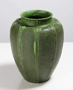 Grueby Pottery Tooled-Leaf and Bud Vase