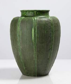 Grueby Pottery Tooled-Leaf and Bud Vase