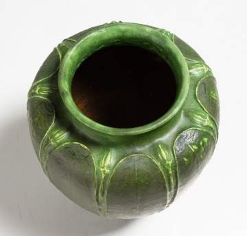 Grueby Pottery Tooled-Leaf and Bud Vase