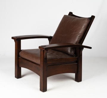 Gustav Stickley (American, 1858-1942) Early Bow-Arm Morris Chair, Model 336