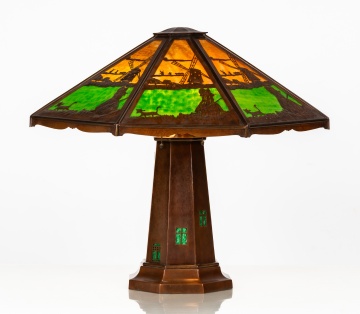 A Fine Copper & Glass "Lighthouse" Lamp, Charles P. Limbert