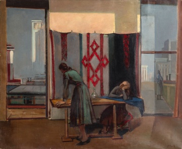 Joseph Floch (American/Austrian, 1895-1977) "Tapestry" (Penthouse Interior with Two Women)