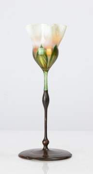 Rare Tiffany Studios Floriform Vase on Bronze Base
