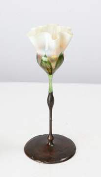 Rare Tiffany Studios Floriform Vase on Bronze Base