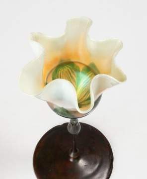 Rare Tiffany Studios Floriform Vase on Bronze Base