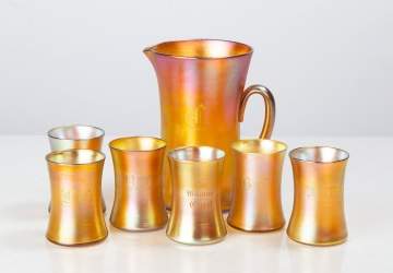 Tiffany Studios Favrile Pitcher & Glasses