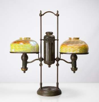 Tiffany Studios Double Student Lamp