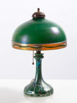 Steuben Green Aurene Iridescent Lamp