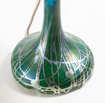 Steuben Green Aurene Iridescent Lamp