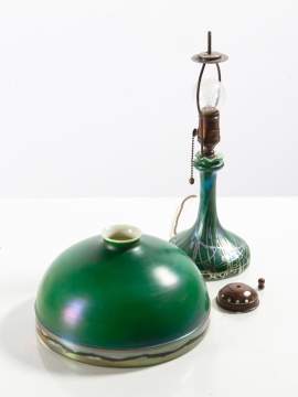 Steuben Green Aurene Iridescent Lamp