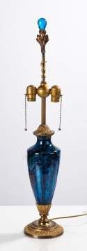 Steuben Blue Moss Agate Lamp