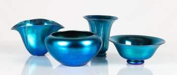 Steuben Blue Aurene Vases