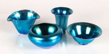 Steuben Blue Aurene Vases