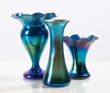 Steuben Blue Aurene Vases