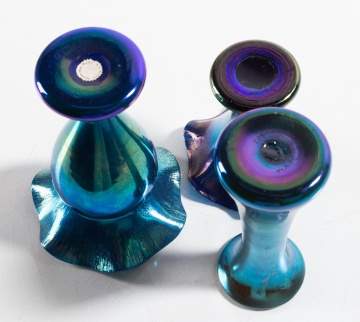 Steuben Blue Aurene Vases