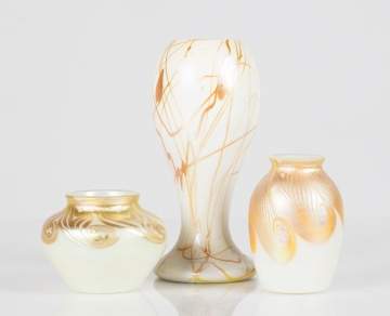 Steuben Calcite & Gold Aurene Vases