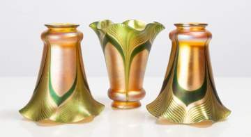 Three Pulled Feather Art Glass Shades