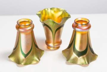 Three Pulled Feather Art Glass Shades