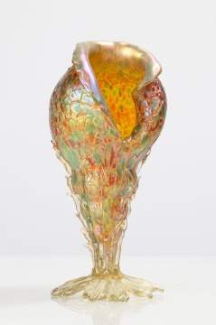 Loetz Conch Shell Iridescent Glass Vase