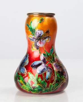 Limogoes Art Nouveau Enameled Vase