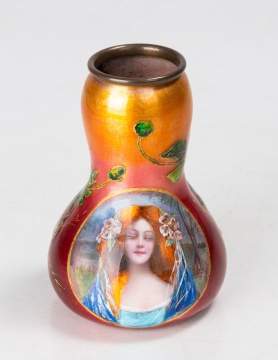 Limogoes Art Nouveau Enameled Vase