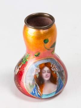 Limogoes Art Nouveau Enameled Vase