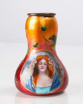 Limogoes Art Nouveau Enameled Vase