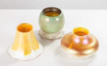 Three Large Pulled Feather Art Glass Shades