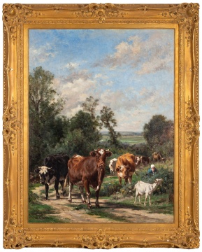 Marie Dieterle (French, 1856-1935) "Cattle Heading Home"