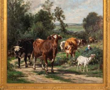 Marie Dieterle (French, 1856-1935) "Cattle Heading Home"