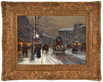 Edouard Leon Cortes (French, 1882-1969) La Place de la Madeleine, Vue du Boulevard des Capucines, Paris